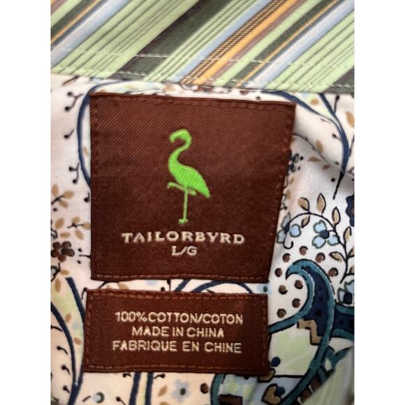 Tailorbyrd Men's LRG White/Blue Paisley Floral Print Long Sleeve Button Up Shirt - Picture 2 of 6